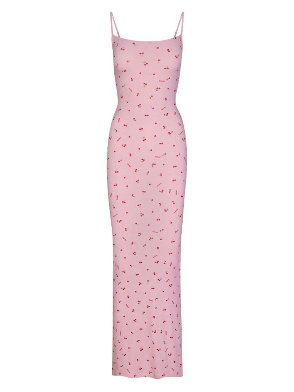 NWOT SKIMS Soft Lounge Long Slip Dress Pink Cherry Print - Small